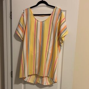 Vibrant Striped Blouse in Yellow and Pink